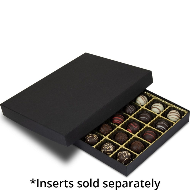 1 lb. Black Onyx Base with Lid Two Part Rigid Candy Boxes - 10.5 x 8.125 x 1.125 in.