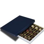 1 lb. Silver Silk Base with Sapphire Lid Two Part Rigid Candy Boxes - 10.5 x 8.125 x 1.125 in.