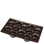 Twelve Round Cavity Brown Candy Box Inserts - 8.125 x 5.25 in.