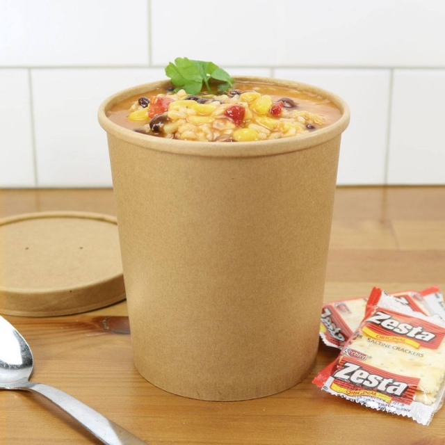 Kraft Paper Soup Container with Lids - 32 oz.