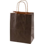 Chocolate Brown Matte Paper Shopping Bags (Petite Size) 8 x 4.75 x 10.5"