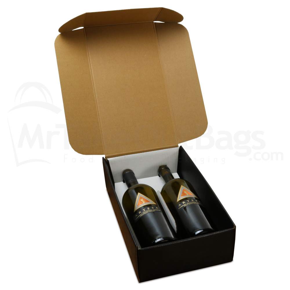 Nero Black Embossed 2 Bottle Wine Boxes 