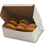White Donut Bakery Boxes 1 Piece Lock Corner - 10.25 x 6.25 x 3.5 in.