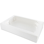 13 x 8.375 x 2.25" Premium Semi-Automatic White Bakery Boxes with Window