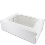 14 x 10 x 4" Premium Semi-Automatic White Bakery Boxes with Top Window