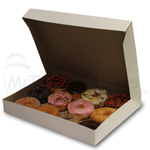 15 x 11-1/2 x 2" - White Donut Bakery Boxes With Natural Kraft Interior - Automatic One-Piece Design