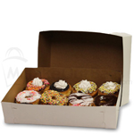 White Donut Bakery Boxes 2 Piece Lock Corner - 16 x 11 x 3.5 in.