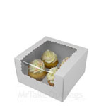 7 x 7 x 4" White Cupcake Bakery Boxes with Window