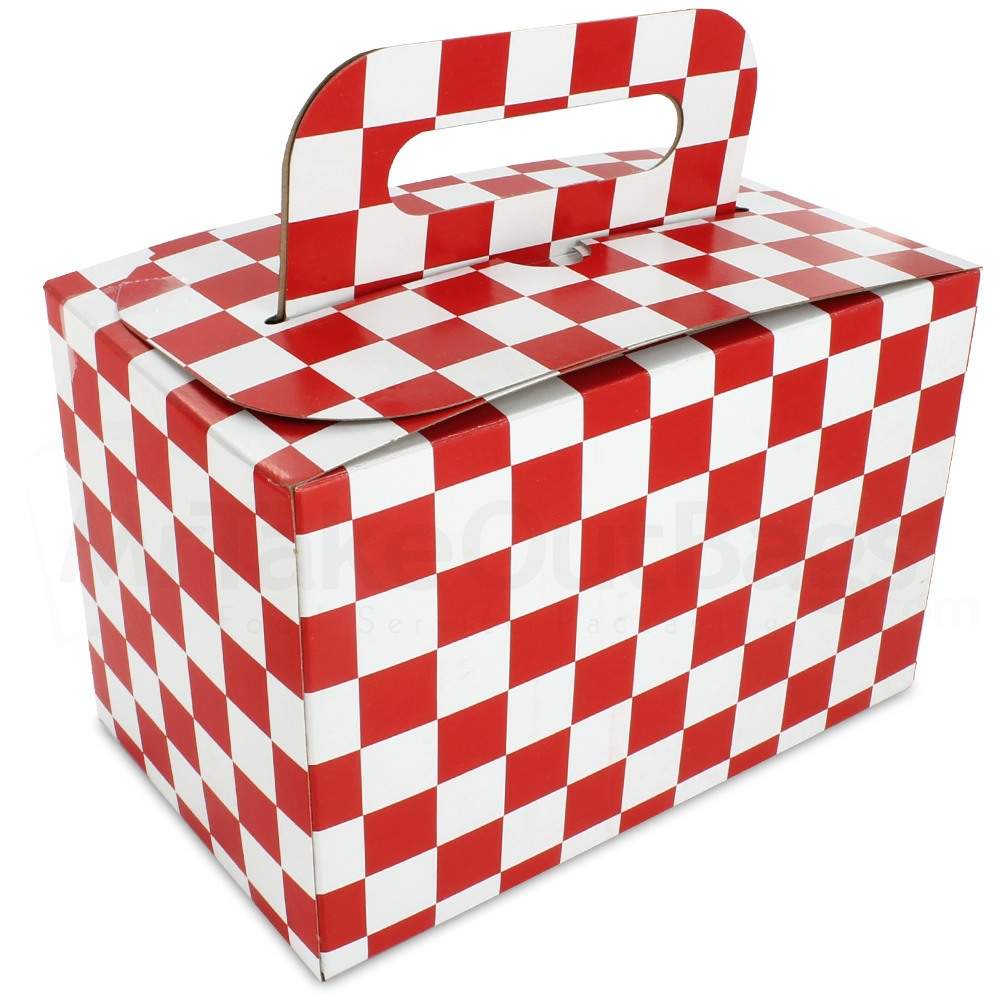 Red Checkered Pattern Disposable Lunch Boxes 8 x 4.875 x 5.25 in