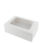 8 x 5.75 x 2.5" Premium Semi-Automatic White Bakery Boxes with Window