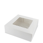 8 x 8 x 2.5" Premium Semi-Automatic White Pie / Bakery Boxes with Window