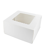 8 x 8 x 4" Premium Semi-Automatic White Pie / Bakery Boxes with Scalloped Top Window