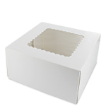 9 x 9 x 4" Premium Semi-Automatic White Deep Donut Bakery Boxes with Top Window