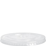 Clear Flat Lid w. Straw Slits - fits 6, 8, 12 oz. Clear Plastic Sundae Cups