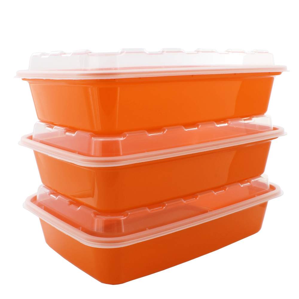 16 oz. Orange Plastic Meal Prep Container / Plastic Takeout Container ...