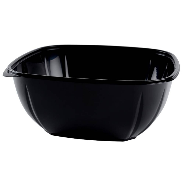 160 oz. 10.75 x 10.75 x 4.375 in. Extra Large Width Square Black PET Bowl