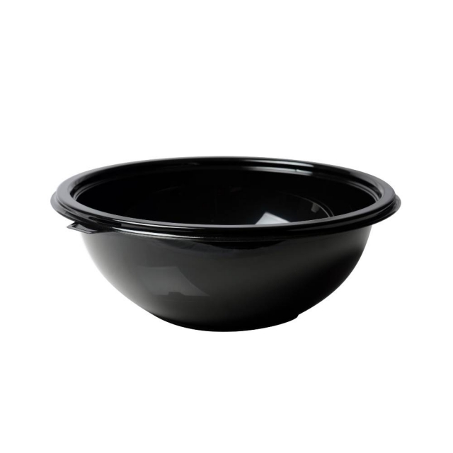 48 oz. Round  Black PET Salad Bowl