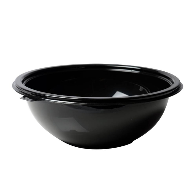 64 oz. Round  Black PET Salad Bowl