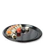 Black 16 in. Vintage Round Catering Tray