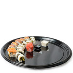 Black 18 in. Vintage Round Catering Tray
