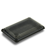 8-7/8 x 5-3 /4 x 1-3/4 Compostable Plastic Sushi Trays with Clear Lids