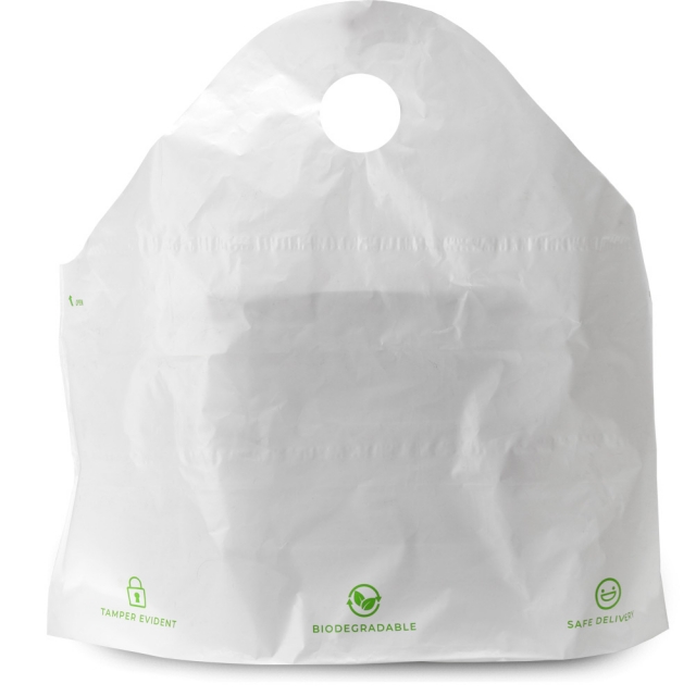 Seal 2 Go - Biodegradable Tamper Evident Plastic Takeout Bags - 18 x 16 + 9 in.