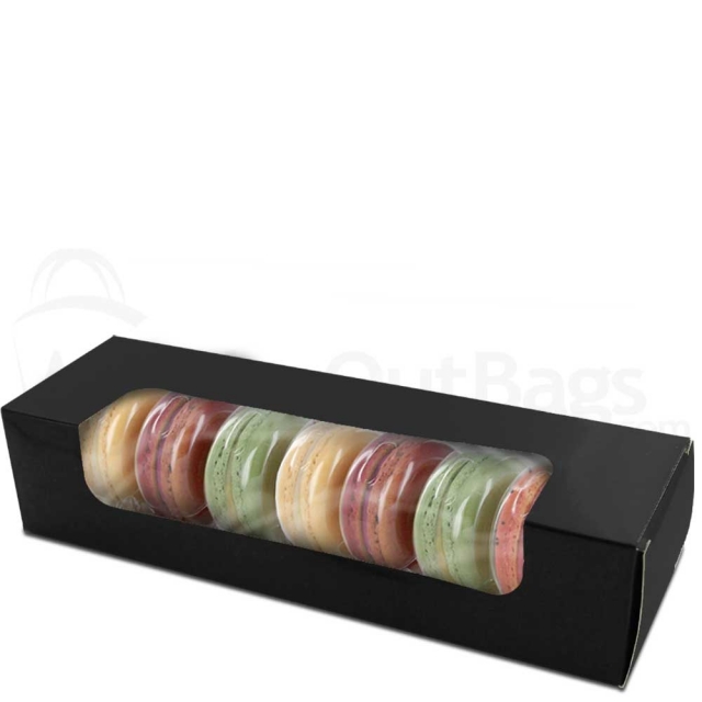 Black Macaron Box with Window - Fits 7