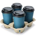 4 Drink Cup Molded Paper Carrier Tray