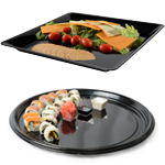 Black Plastic Catering Trays with Lids