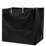 Black Poly Take Out Bags with White Handle - 12.5 x 10 x 12"
