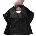 Black Biodegradable Super Wave Carryout Bags - 16 x 16 + 8"