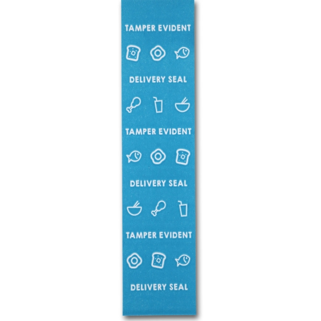 Food Delivery Tamper Evident Labels - Blue - 6.5 x 1.5 in.