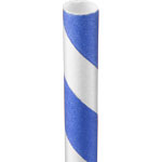Blue Striped Paper Straws Coated with Bees Wax - Individually Wrapped
