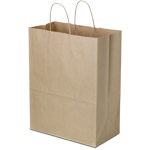 100% RECYCLED Brown Kraft Twisted Paper Handle Shopping Bags - 13 x 7 x 17 in.
