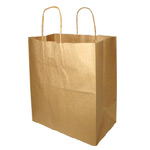 Natural Brown Kraft Twisted Paper Handle Shopping Bags - 10 x 7 x 12 in.