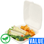 8 x 8 in. Compostable Clamshell Takeout Box (Sugarcane / Bagasse)