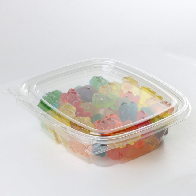 Clear Tamper-Resistant, Tamper-Evident Clamshell Container with Hinged Flat Lid - 8 oz.