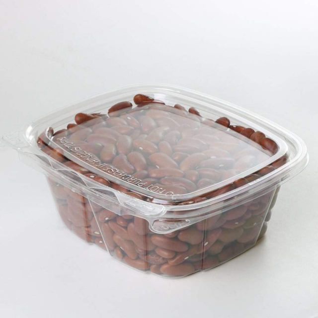 Clear Tamper-Resistant, Tamper-Evident Clamshell Container with Hinged Flat Lid - 12 oz.