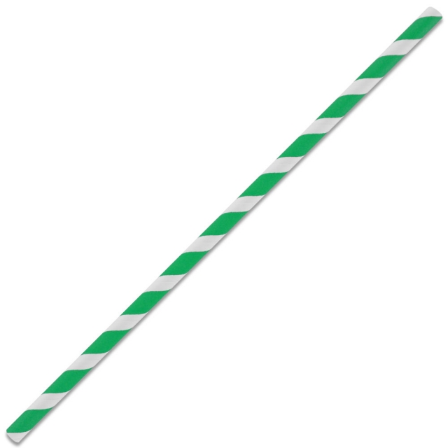 Green Striped Paper Straws Coated with Bees Wax - Individually Wrapped