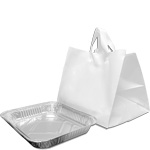 White Plastic Takeout Bags with Soft Loop Handle (Half Tray size) 14 x 11.5 x 12" #6