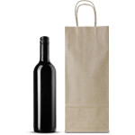 100% RECYCLED Brown Kraft Single Wine Bottle Paper Bags - 5.5 x 3 x 14 in.