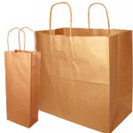 100% Recycled Brown Kraft Shopping Bags