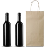 Brown Kraft Paper Two Bottle Wine Bags - Heavy Duty - 100% Recycled - 6.75 x 4 x 13 in.