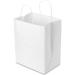 10 x 6.75 x 12 in. - Heavy Duty White Paper Shopping Bags for Take Out
