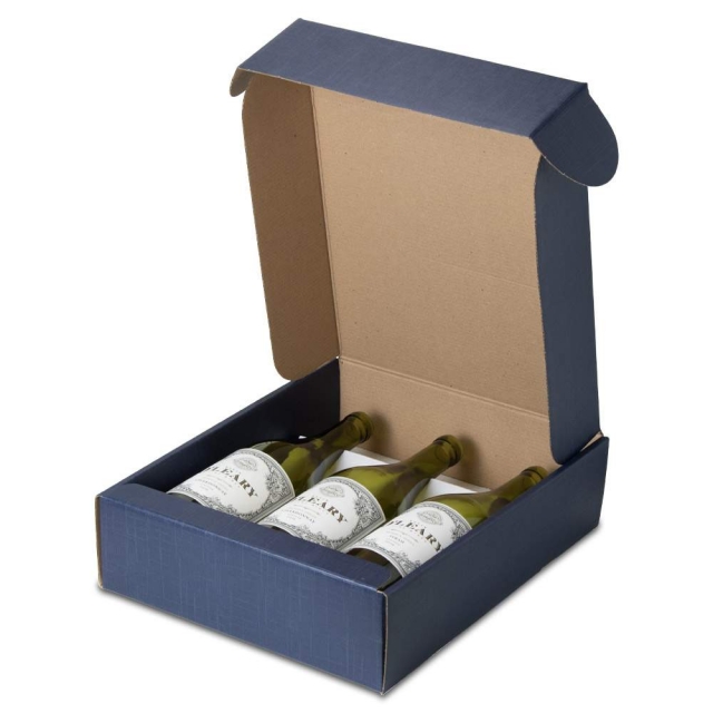 Navy 3 Wine Bottle Boxes