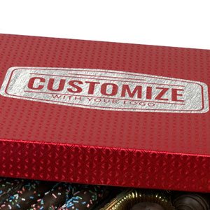 a red customized candy box lid